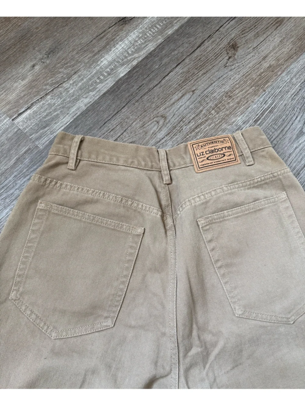 VTG Liz Claiborne Khaki Denim Pants Cotton Brown Tan Size 26 27 - Picture 4 of 10
